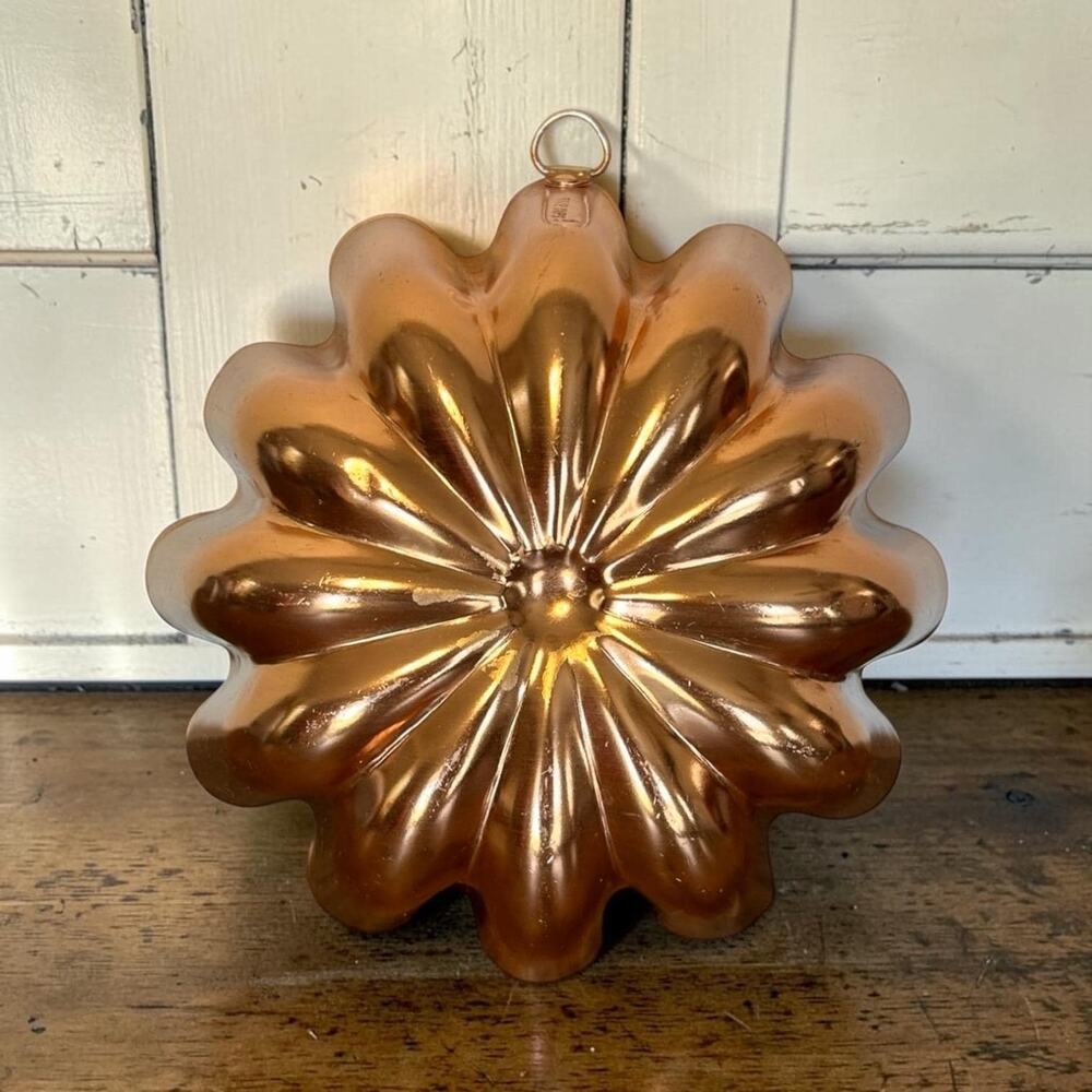 Vintage Copper Jello Cake Mold Cottagecore French Kitchen Decor Wall Hanging